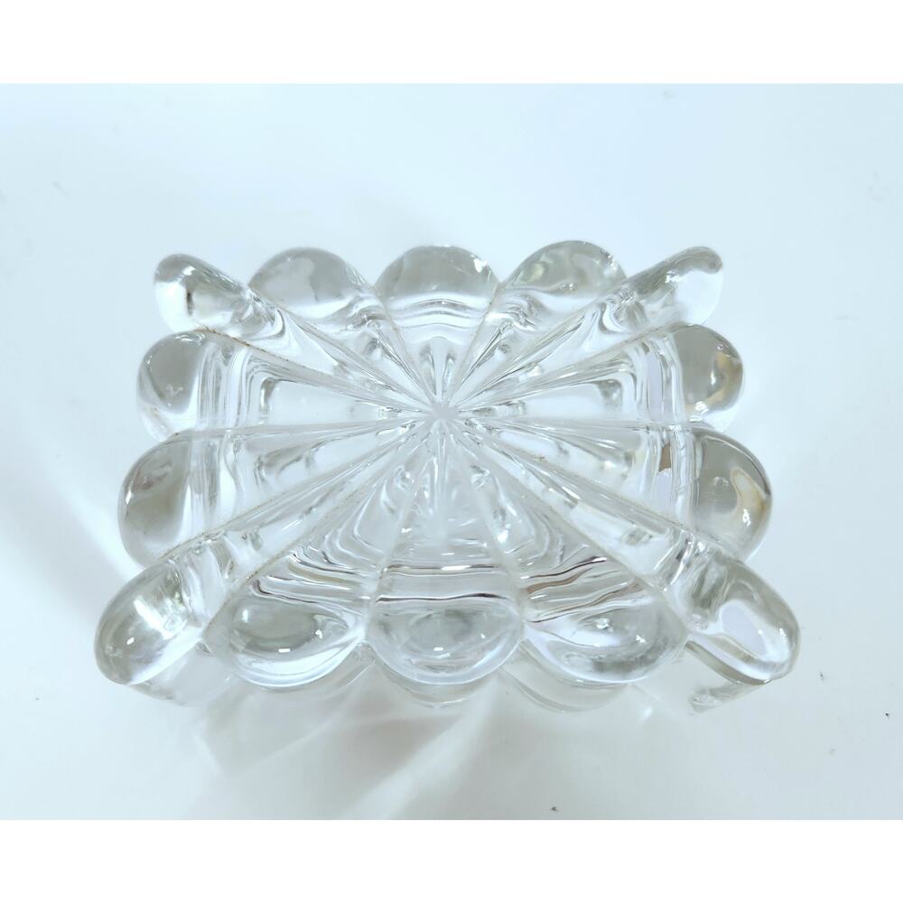 Vintage Clear Pressed Glass Vanity Trinket Jewelry Box with Lid